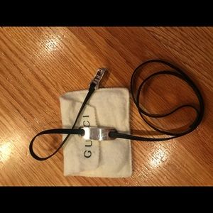 Gucci leather and sterling silver wrap bracelet